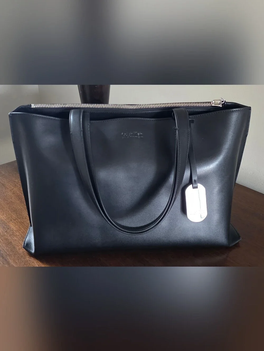 Calvin Klein PLATINUM Full Grain Smooth Black Leather Satchel LIMITED EDITION